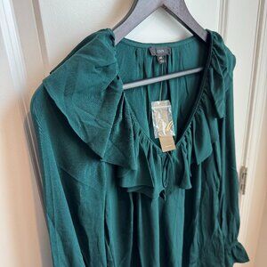 J Crew 100% Silk Blouse Ruffle Dress Top Size XS Long Sleeve